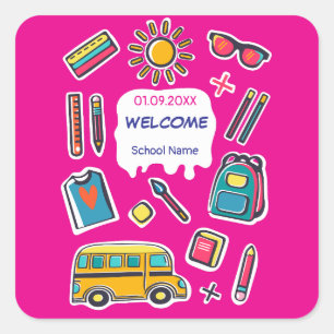 Happy First Day Of School WELCOME Square Sticker
