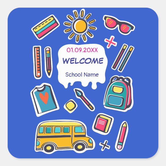 Happy First Day Of School WELCOME Square Sticker (Front)