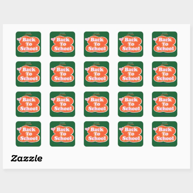 Happy First Day Of School WELCOME Square Sticker (Sheet)