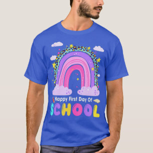 Happy First Day School Leopard Rainbow Heart T-Shirt