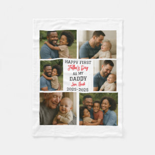 Happy First Father Day Photo Collage Fleece Blanket