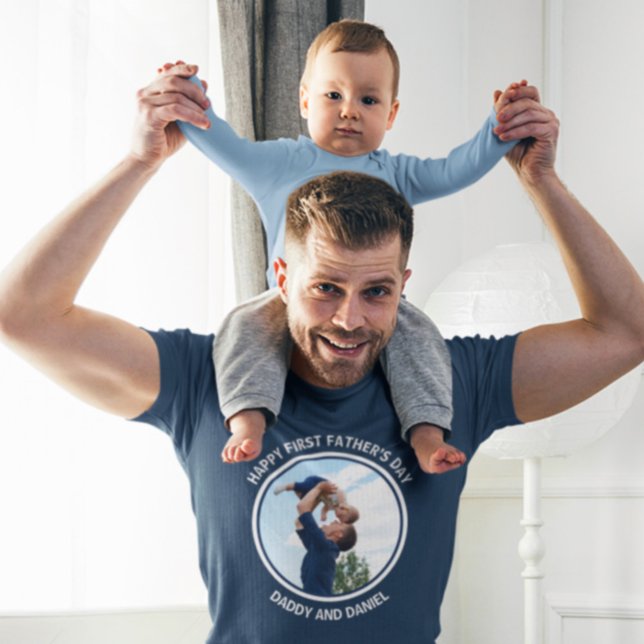 Happy First Father’s Day Custom Photo & Text T-Shirt (Creator Uploaded)