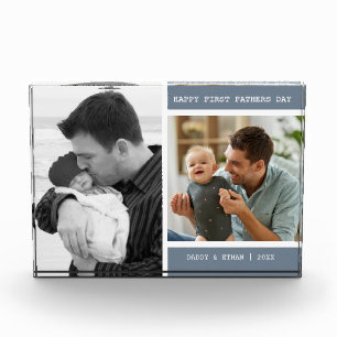 Happy First Father's Day 2 Picture Collage Grey    Photo Block
