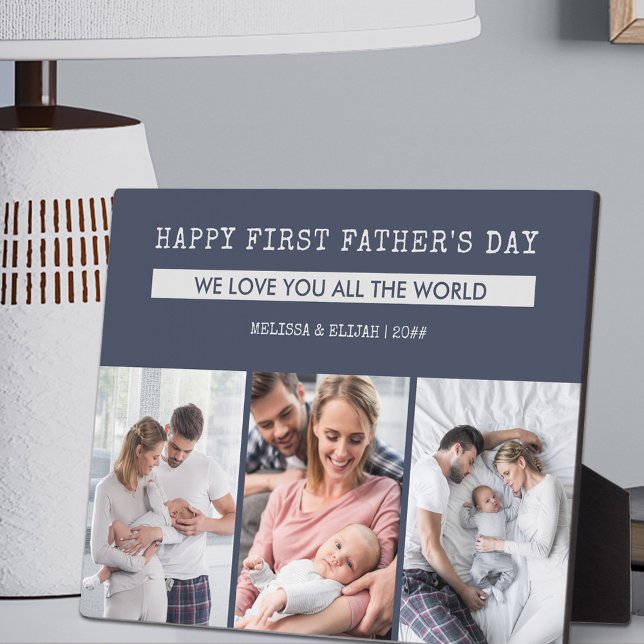 Happy First Fathers Day - 3 Photo Personalized Plaque (Creator Uploaded)