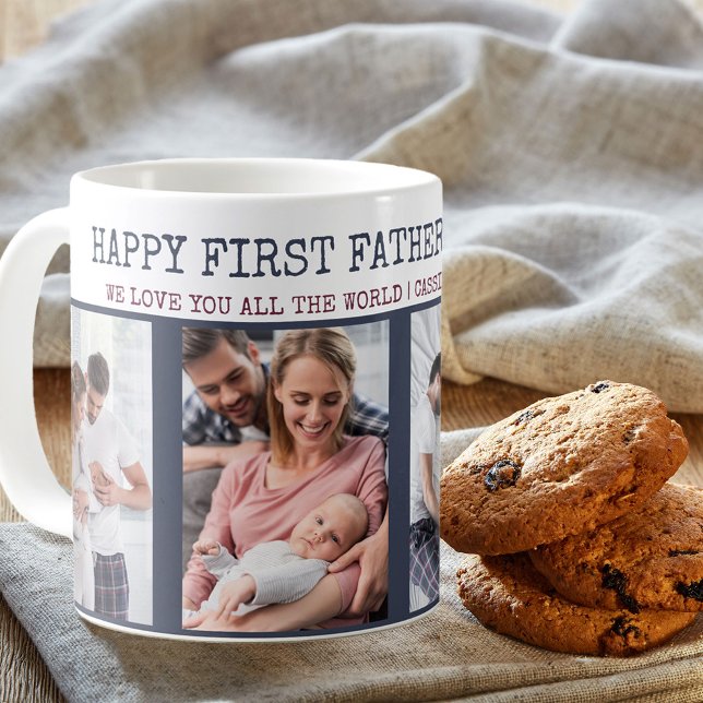 Happy First Fathers Day 4 Photo Personalised Coffee Mug (Creator Uploaded)