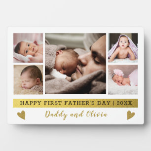 Happy First Father's Day 5 Photo Collage Plaque