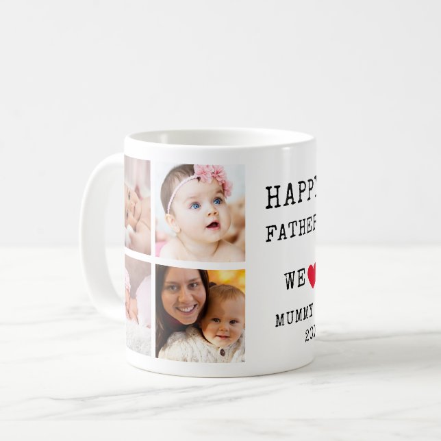 Happy First Father's Day 6 Photo Collage  Coffee Mug (Front Left)