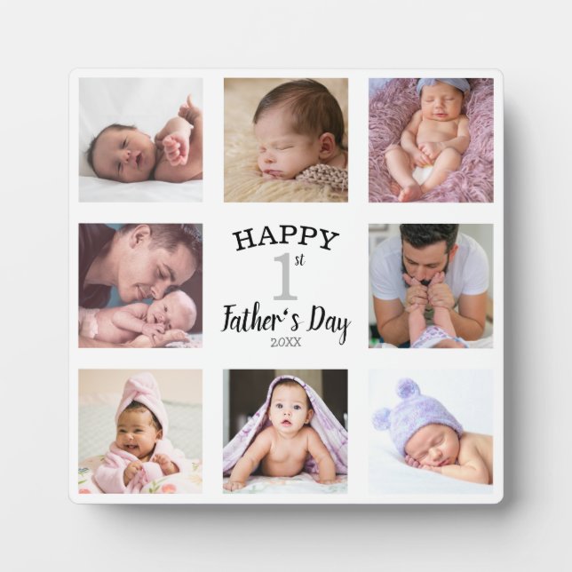 Happy First Father's Day 8 Photo Collage Plaque (Front)