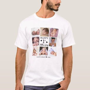Happy First Father's Day 8 Photo Collage T-Shirt
