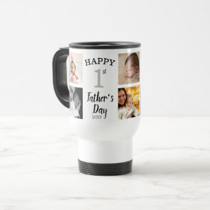Happy First Father's Day 8 Photo Collage Travel Mug