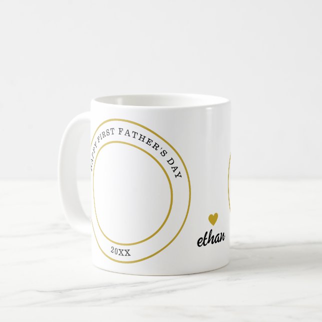 Happy First Father's Day Baby And Daddy Photo  Coffee Mug (Front Left)