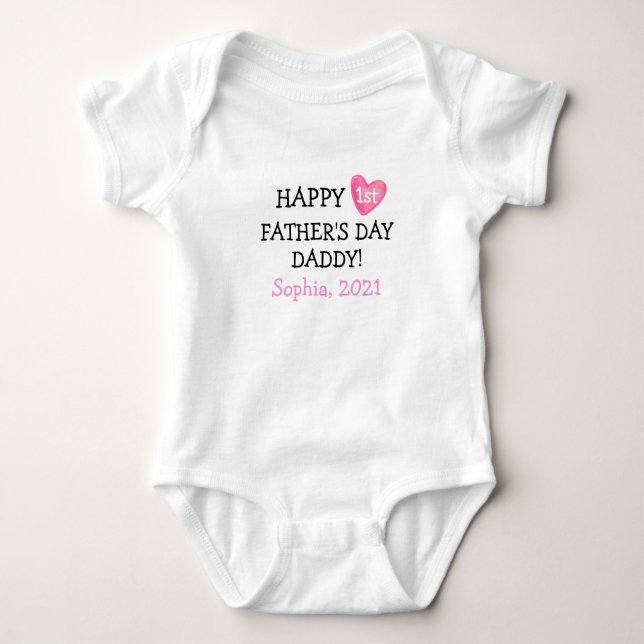 Happy First Fathers Day Baby Girl Outfit Baby Bodysuit (Front)