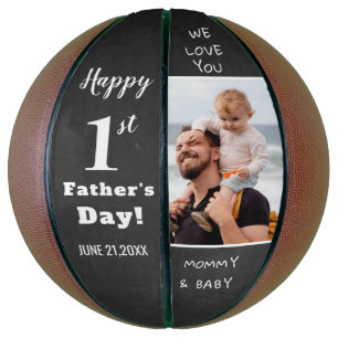 Happy First Father's Day Custom Photo Chalkboard Basketball