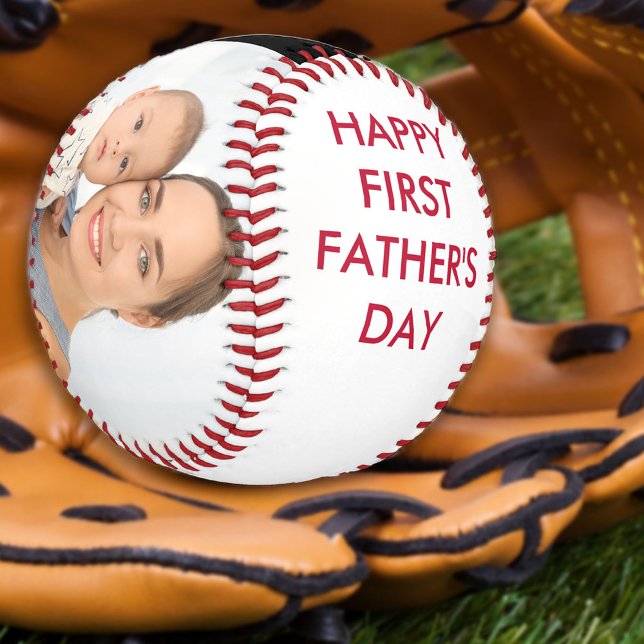 Happy First Fathers Day Custom Year and Photo Baseball (Creator Uploaded)