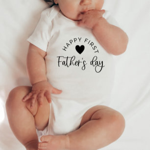 Happy First Fathers Day Heart - Baby Bodysuit