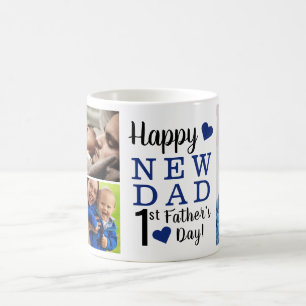 Happy First Father's Day New Dad  5 Photo Collage Coffee Mug