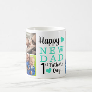 Happy First Father's Day New Dad  5 Photo Collage Coffee Mug