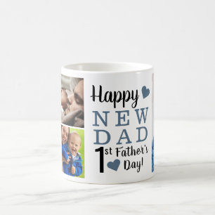 Happy First Father's Day New Dad  5 Photo Collage Coffee Mug
