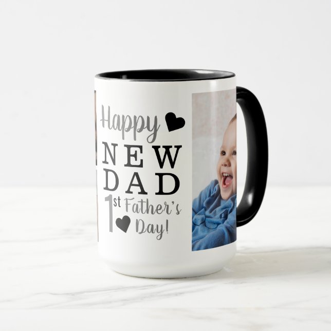 Happy First Father's Day New Dad 5 Photo Collage   Mug (Front Right)