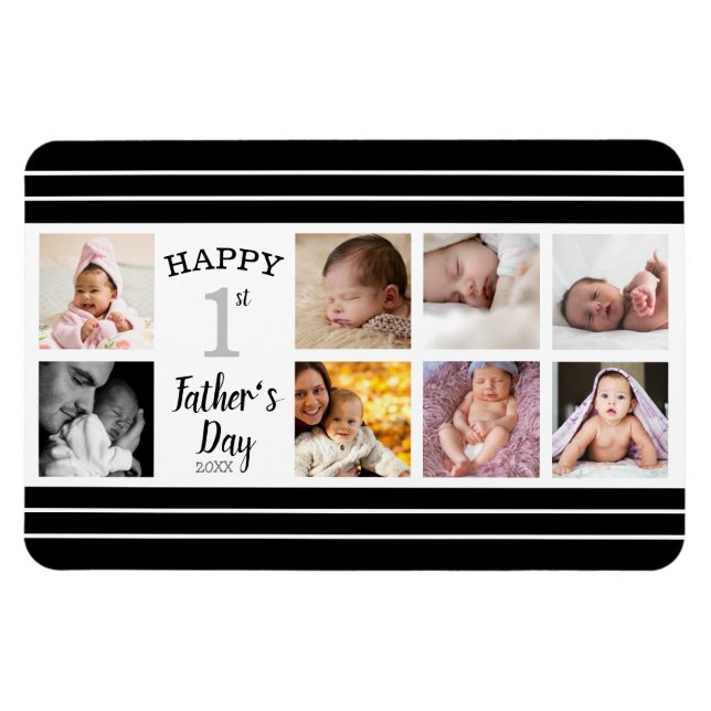 Happy First Father's Day New Dad 8 Photo Collage   Magnet (Horizontal)