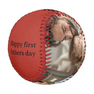 Happy first fathers day personalised name & photo baseball