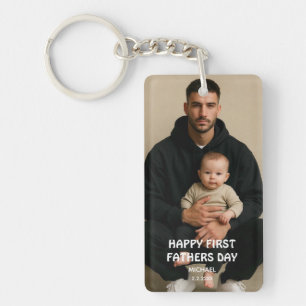 Happy first fathers day / personalised name photo key ring