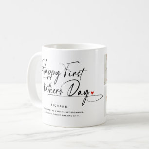 Happy First Father's Day Photo Collage & Quote Coffee Mug