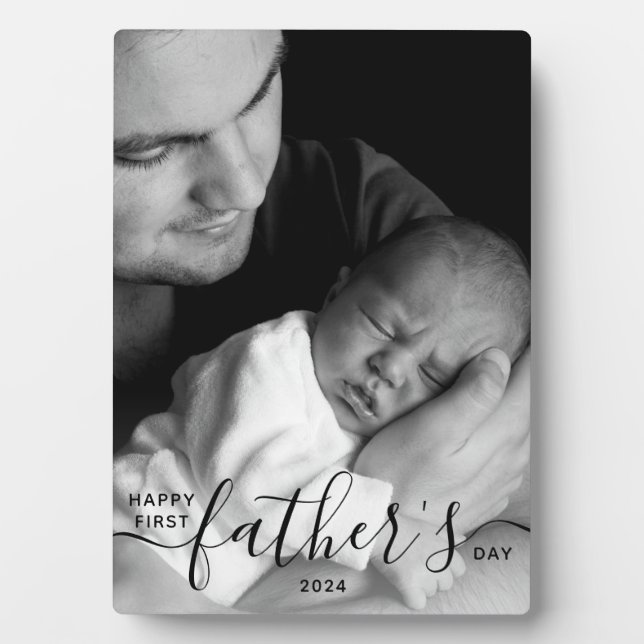 Happy First Father's Day Photo Dad Gift   Plaque (Front)