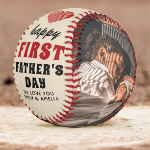 Happy First Father's Day Red Heart 2 Photo  Baseball