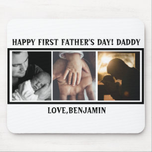 Happy First Father's Day Typography Custom Photo Mouse Pad