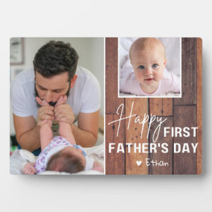 Happy First Father's Day Wood 2 Photo Collage   Plaque