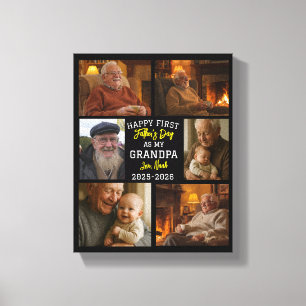 Happy First Grandpa Day Photo Collage Canvas Print