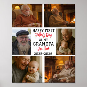 Happy First Grandpa Day Photo Collage Poster