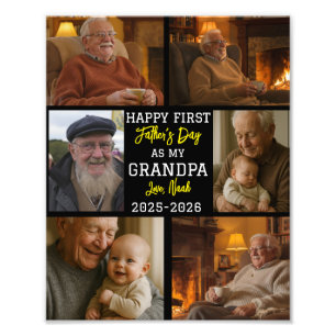 Happy First Grandpa Day Photo Collage Print