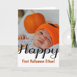 Happy First Halloween custom baby photo card