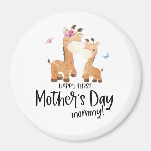 Happy First Mother’s Day 🦒 Giraffe + Butterflies Magnet