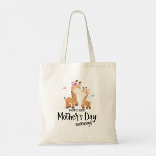 Happy First Mother’s Day 🦒 Giraffe + Butterflies Tote Bag