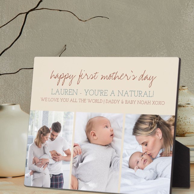 Happy First Mothers Day - 3 Photo Cream Plaque (Creator Uploaded)