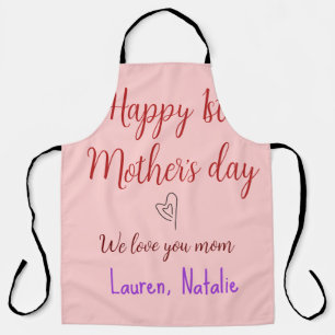 Happy first mothers day add name text mummy heart apron