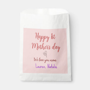 Happy first mothers day add name text mummy heart favour bag