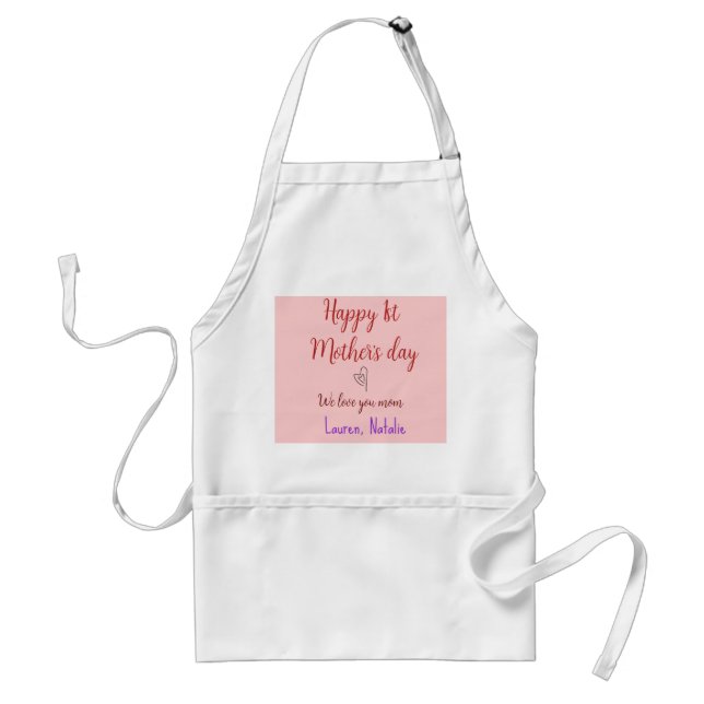 Happy first mothers day add name text mummy heart standard apron (Front)