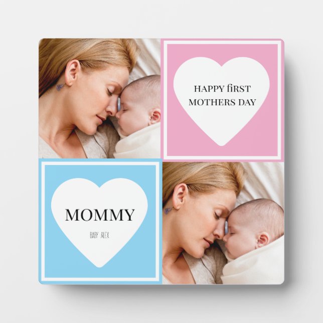happy first mothers day cute 2 photo collage plaque (Front)