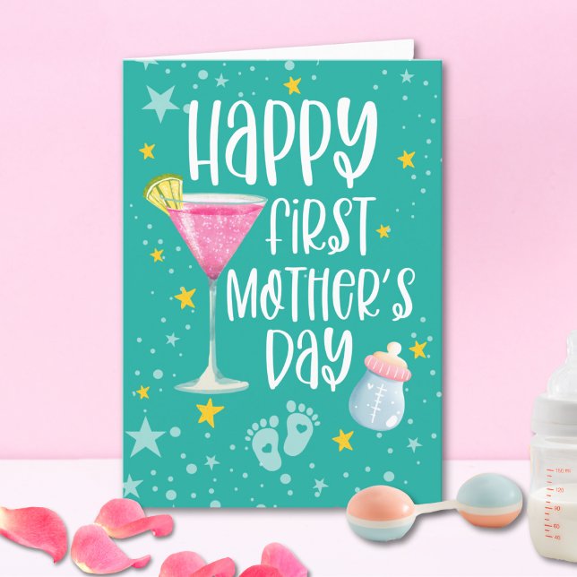 Happy First Mother's Day Cute Modern Card (Creator Uploaded)