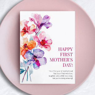 Happy First Mother's Day Elegant Floral Flowers Holiday Postcard