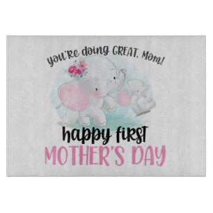 Happy First Mother's Day Elephant Cutting Board