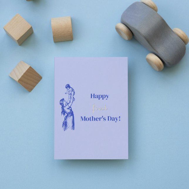 Happy first Mother's Day - It's a boy! Blue Foil Greeting Card (Creator Uploaded)