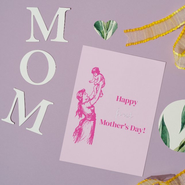 Happy first Mother's Day - It's a girl! Pink Foil Greeting Card (Creator Uploaded)