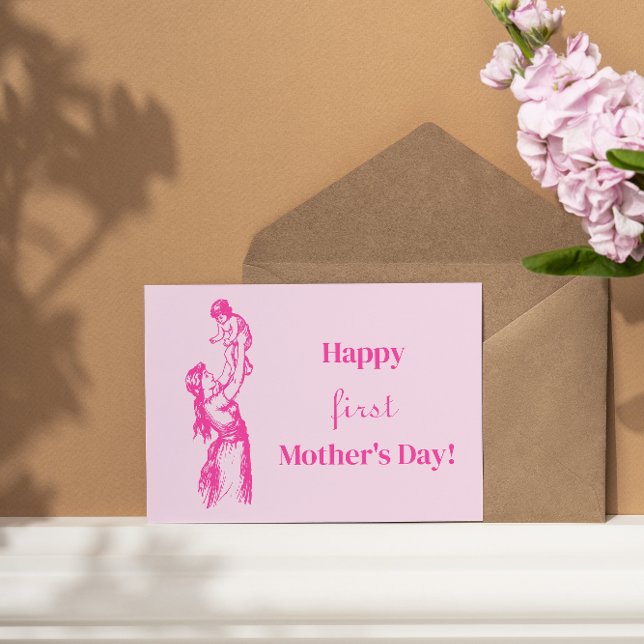 Happy first Mother's Day - It's a girl! Pink Mum Postcard (Creator Uploaded)