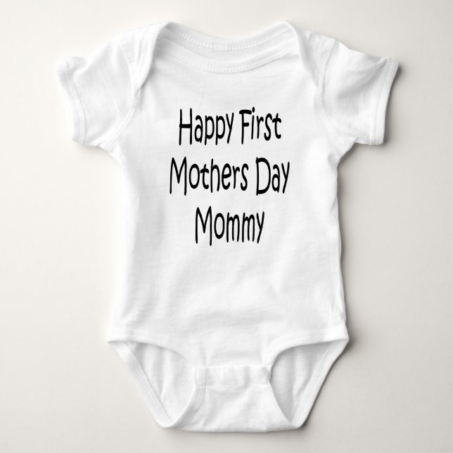 Happy First Mothers Day Mummy Baby Gerber Cotton Baby Bodysuit (Front)