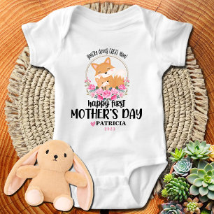 Happy First Mother's Day Mummy - Mum and Baby Fox Bodysuit